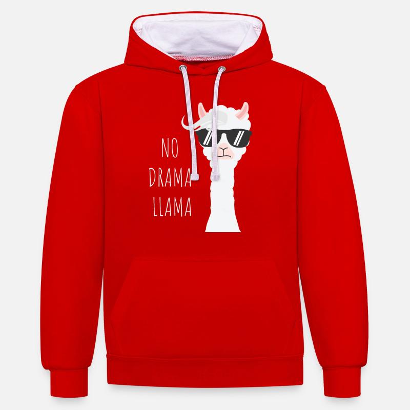 Aucun drame Llama - Sweat à capuche contrasté - rouge/blanc