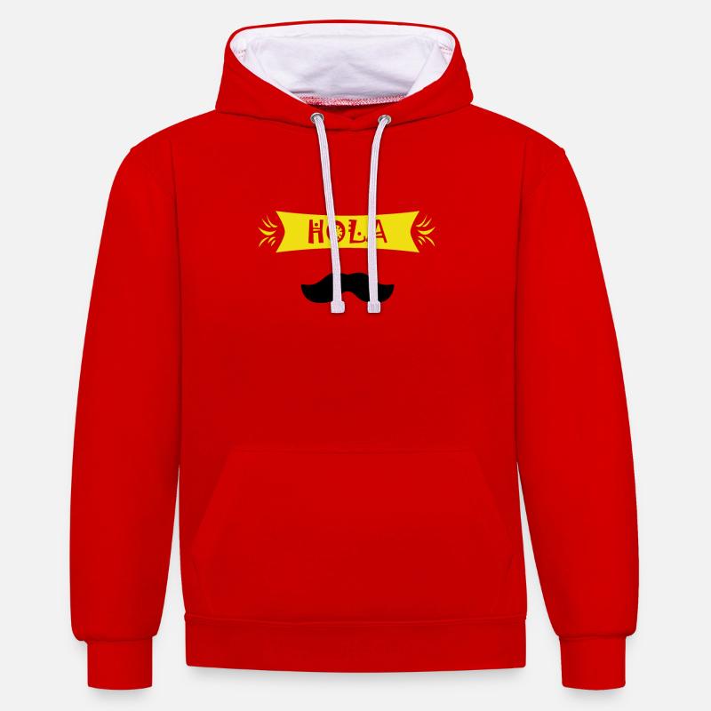 Hola! Parlez-vous espagnol? - Sweat à capuche contrasté - rouge/blanc