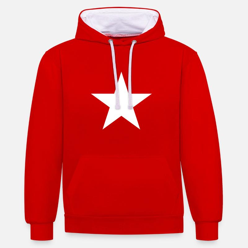 Étoilé simple Blanc - Sweat à capuche contrasté - rouge/blanc
