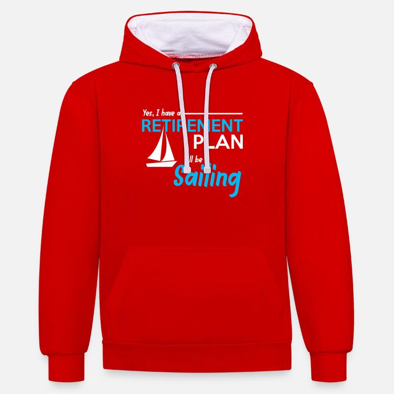retirement plan sailing - Contrast hoodie - red/white