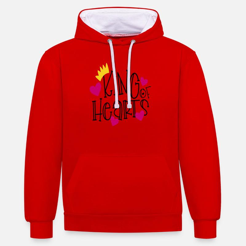 Love cadeau Saint Valentin - Sweat à capuche contrasté - rouge/blanc