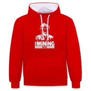 Kohlebergbau Mode - Minenarbeiter Geschenk - Kontrast-Hoodie - Rot/Weiß - Vorne - Liana (172cm) & Jaron (178cm)