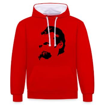 Nietzsche - Sweat à capuche contrasté - rouge/blanc - Devant - Liana (172cm) & Jaron (178cm)