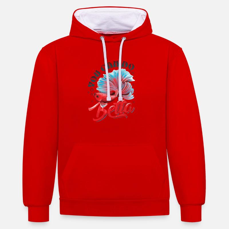 Détention de poisson betta - Sweat à capuche contrasté - rouge/blanc