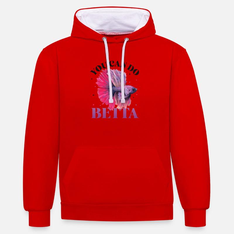 Détention de poisson betta - Sweat à capuche contrasté - rouge/blanc