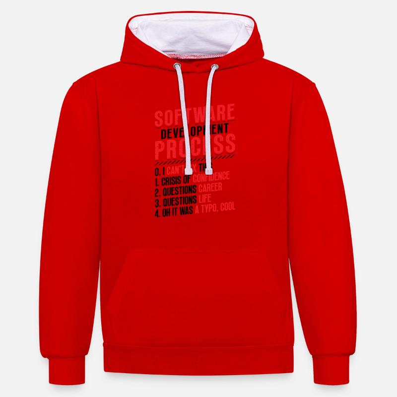 Software development process, programming - Contrast hoodie - red/white
