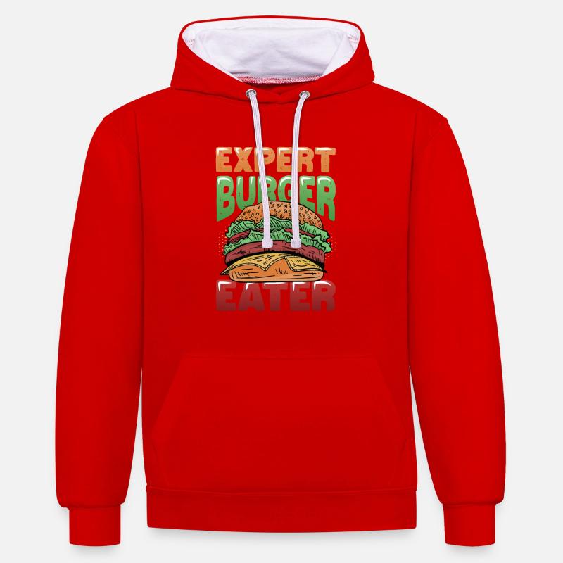 Expert Burger Eater Cheeseburger - Sweat à capuche contrasté - rouge/blanc