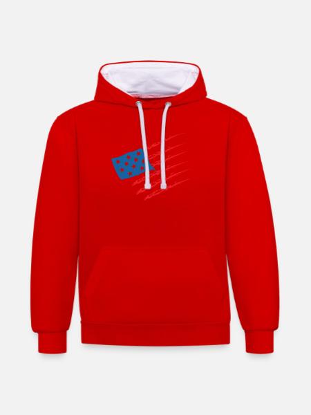 USA Usa Amerika Flag - Kontrast-hoodie - rød/hvid