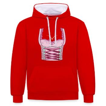 Corset rose - Sweat à capuche contrasté - rouge/blanc - Devant - Liana (172cm) & Jaron (178cm)