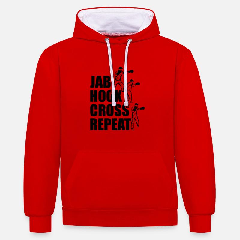 Techniques de boxe - Sweat à capuche contrasté - rouge/blanc