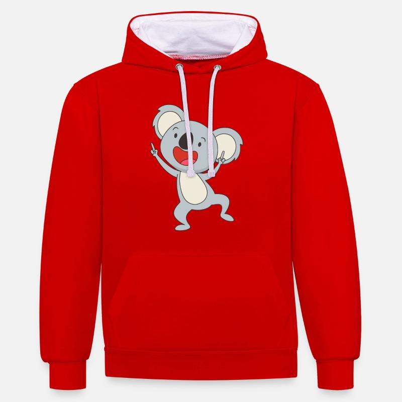 Koala dansant Joy - Sweat à capuche contrasté - rouge/blanc