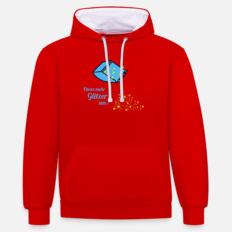 plus de paillettes - Sweat à capuche contrasté - rouge/blanc
