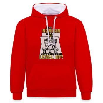 Die Königin ist da jetzt geht das level up gaming - Kontrast-Hoodie - Rot/Weiß - Vorne - Liana (172cm) & Jaron (178cm)