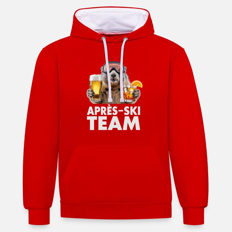 Après-Ski Team Marmot - Sweat à capuche contrasté - rouge/blanc