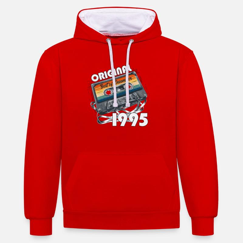 Cassette du 30e anniversaire décembre 1995 - Sweat à capuche contrasté - rouge/blanc