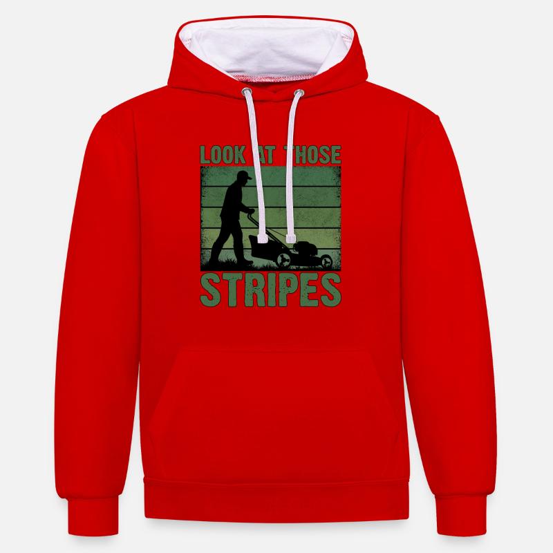 Regarde ces rayures - Sweat à capuche contrasté - rouge/blanc