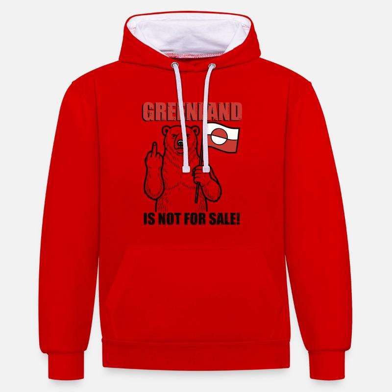 Le Groenland n’est pas à vendre - Sweat à capuche contrasté - rouge/blanc
