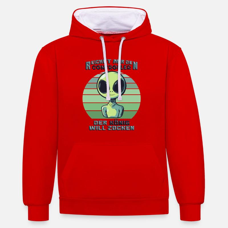 Alien - reichet mir den controller - Kontrast-Hoodie - Rot/Weiß