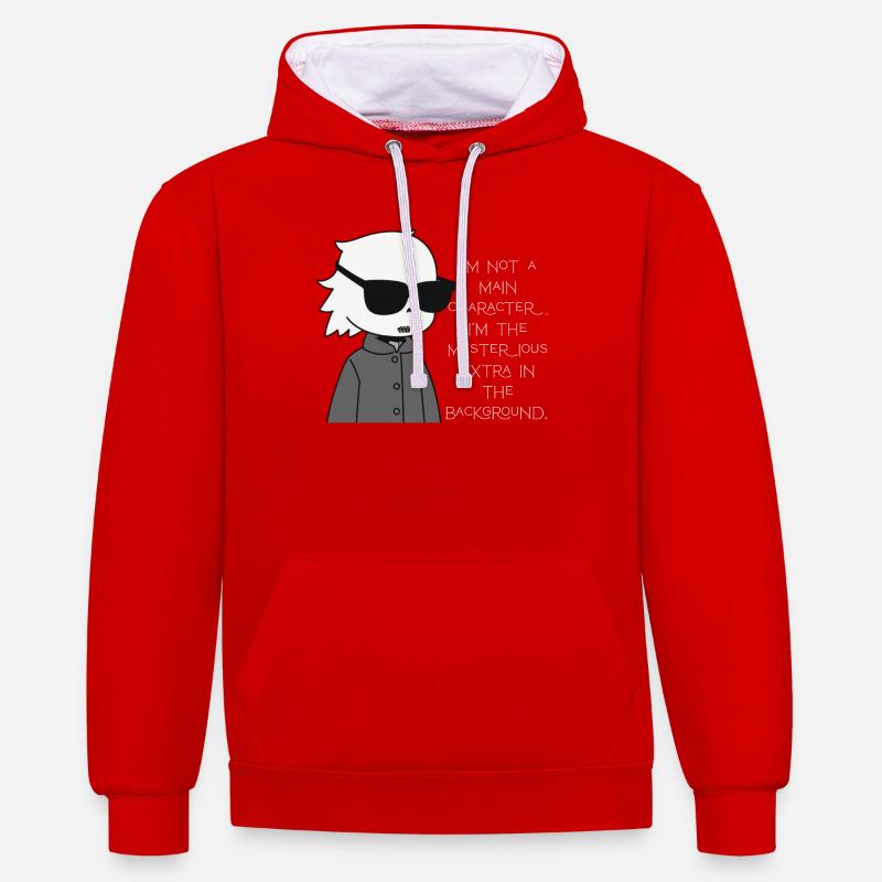 Extra mystérieux en arrière-plan - Sweat à capuche contrasté - rouge/blanc