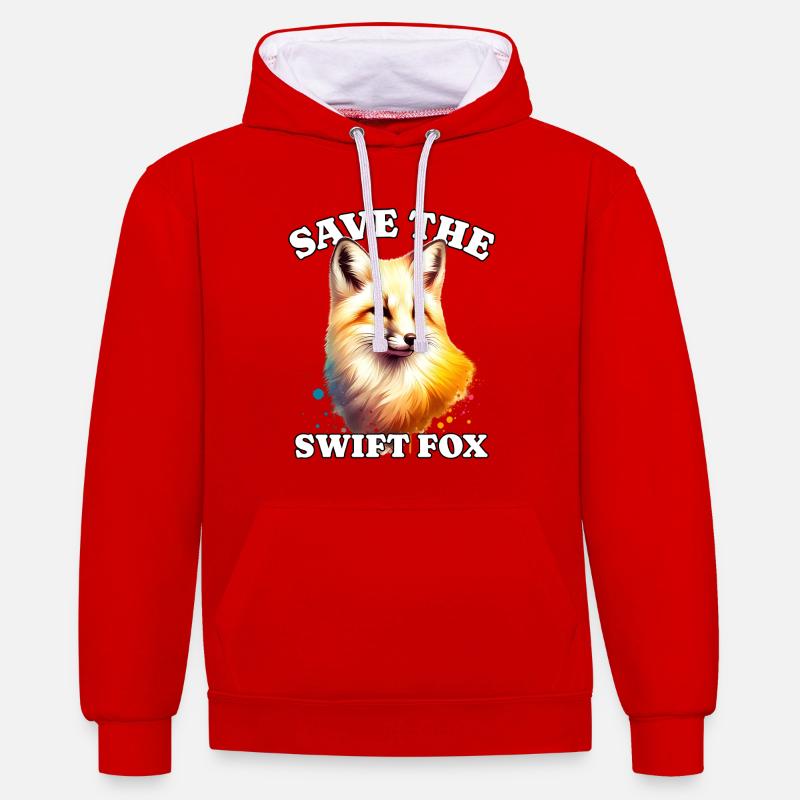 Swiftfuchs Save Swift Fox - Kontrast-Hoodie - Rot/Weiß
