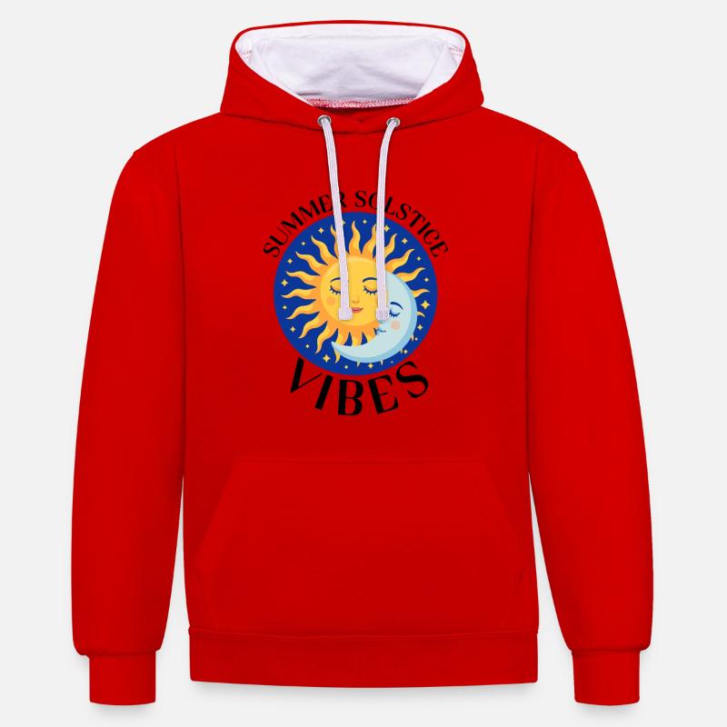 Litha Pagan Solstice d’été Midsommar - Sweat à capuche contrasté - rouge/blanc