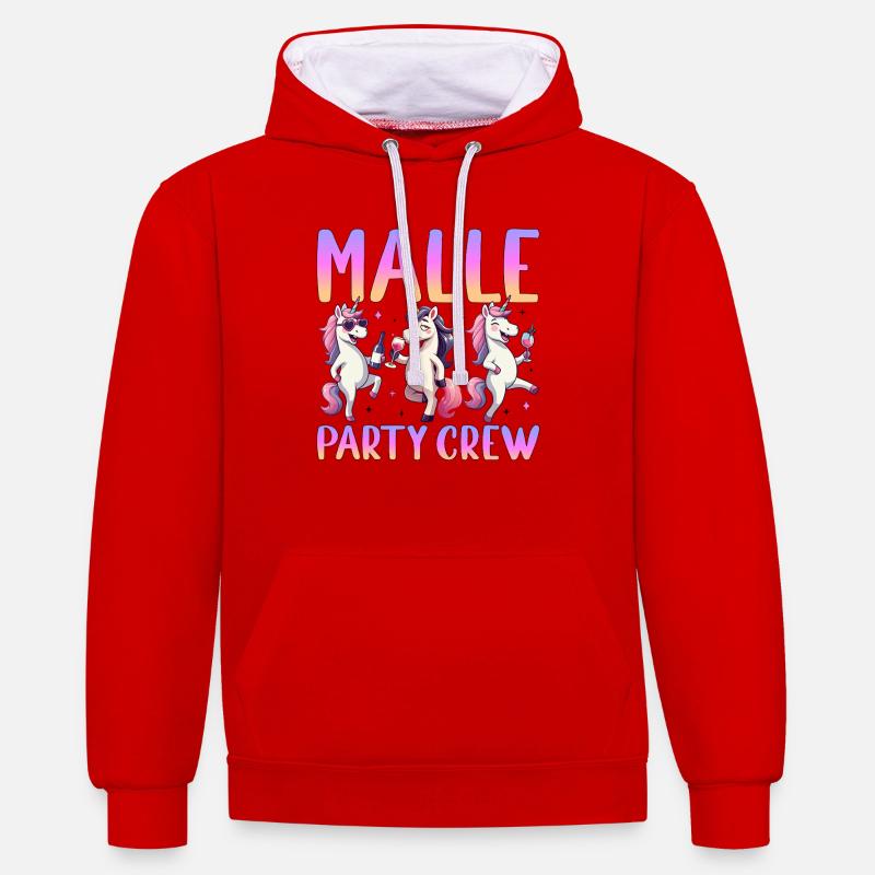 Malle Party Crew - Sweat à capuche contrasté - rouge/blanc