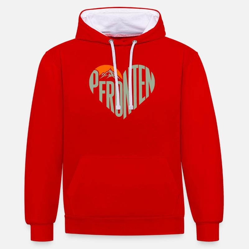 Pfronten Bergherz Panorama - Sweat à capuche contrasté - rouge/blanc