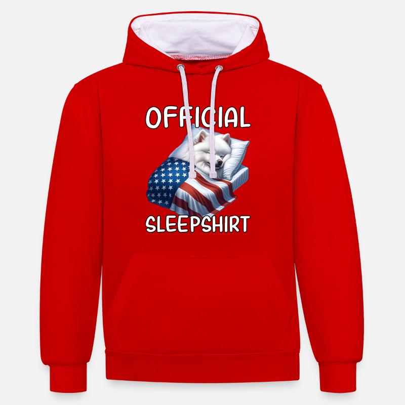 T-shirt de nuit Spitz US - Sweat à capuche contrasté - rouge/blanc