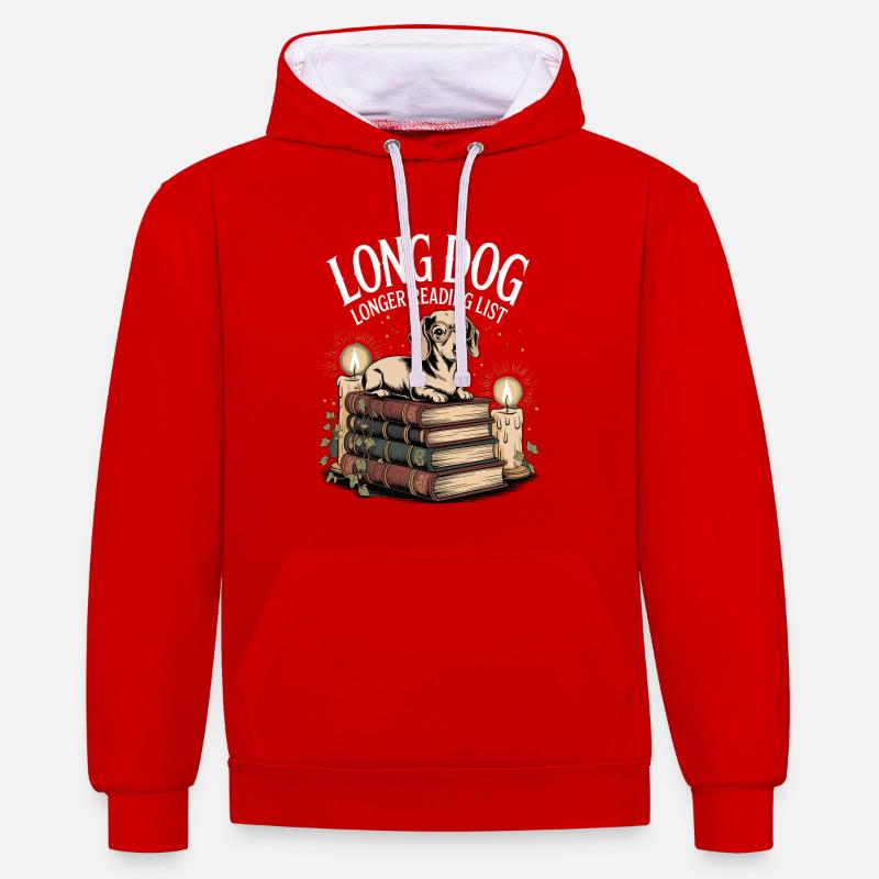 Lire Teckel - Sweat à capuche contrasté - rouge/blanc
