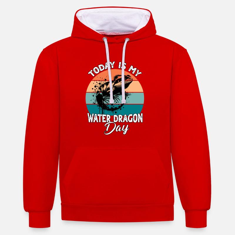 Dragon d’eau chinois - Sweat à capuche contrasté - rouge/blanc