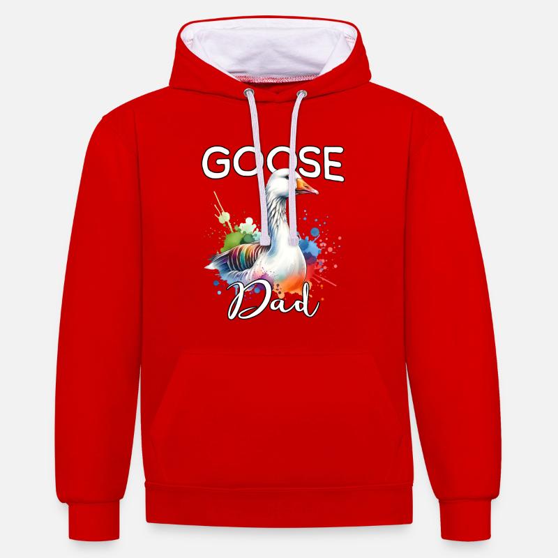 Papa de l’Oie - Sweat à capuche contrasté - rouge/blanc