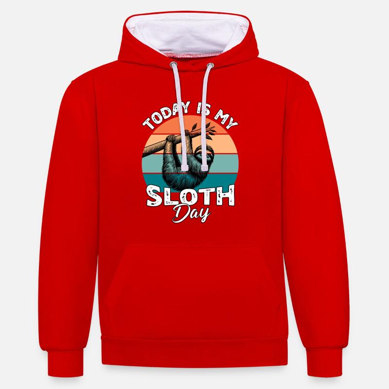 Paresseux plus défectueux - Sweat à capuche contrasté - rouge/blanc