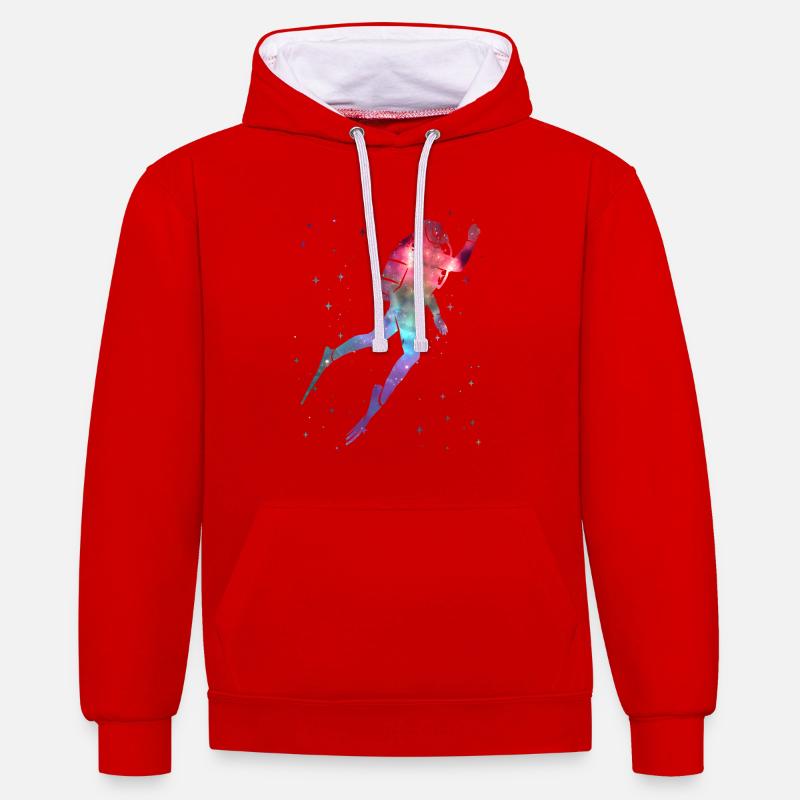 Plongée spatiale pour plongeurs Enfants - Sweat à capuche contrasté - rouge/blanc