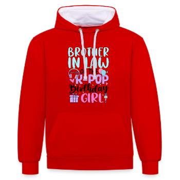 Beau-frère de la fille d’anniversaire de la K-Pop - Sweat à capuche contrasté - rouge/blanc - Devant - Liana (172cm) & Jaron (178cm)