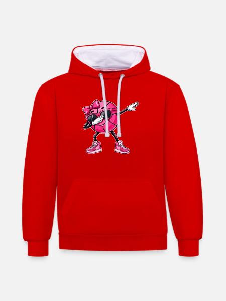Basketball Basketballerin, Mädchen, Frauen - Kontrast-Hoodie - Rot/Weiß