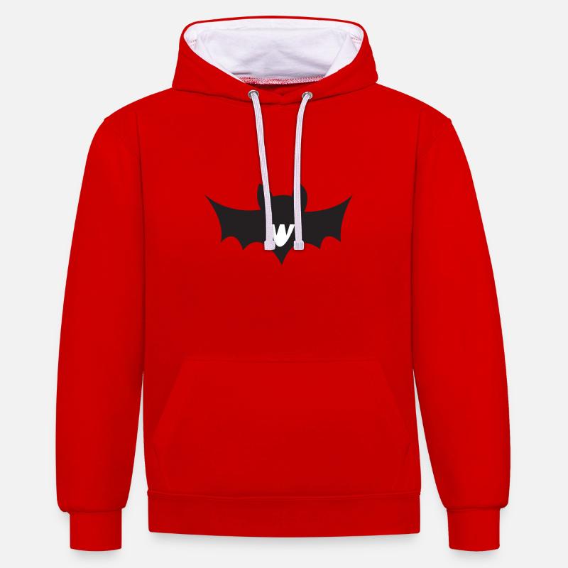 Bat vampire - Sweat à capuche contrasté - rouge/blanc