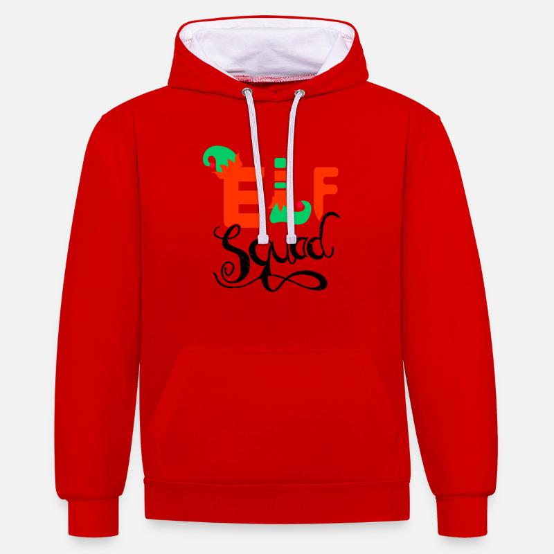 ELF SQUAD - Sweat à capuche contrasté - rouge/blanc