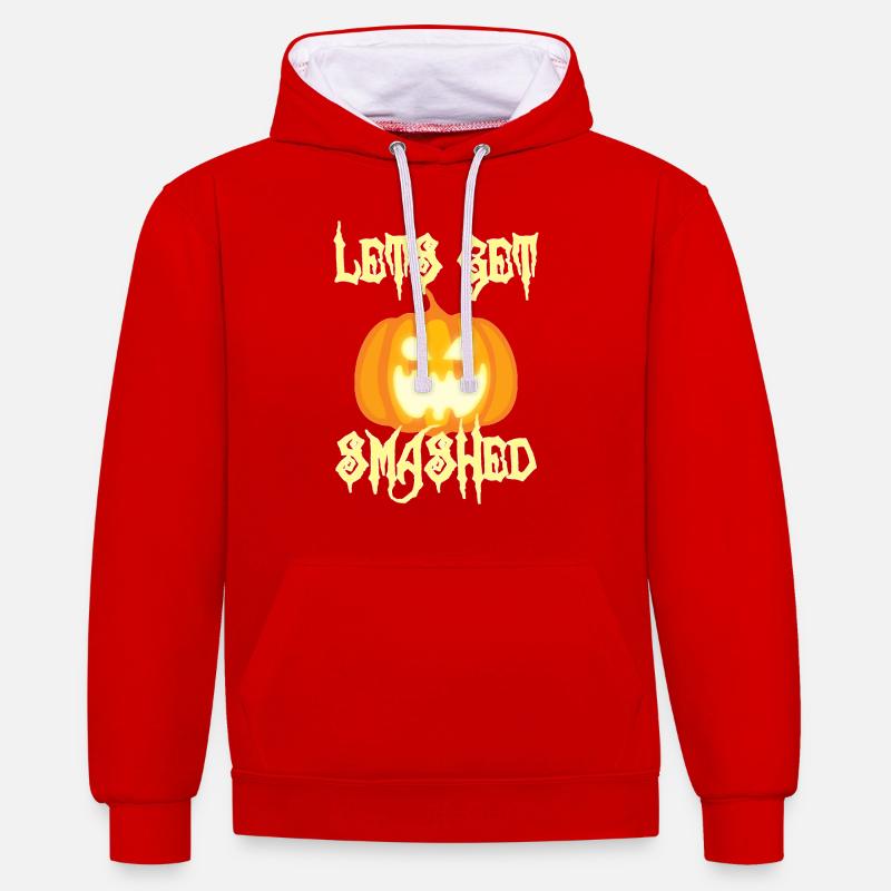 Halloween: Let 's Get Smashed - Sweat à capuche contrasté - rouge/blanc