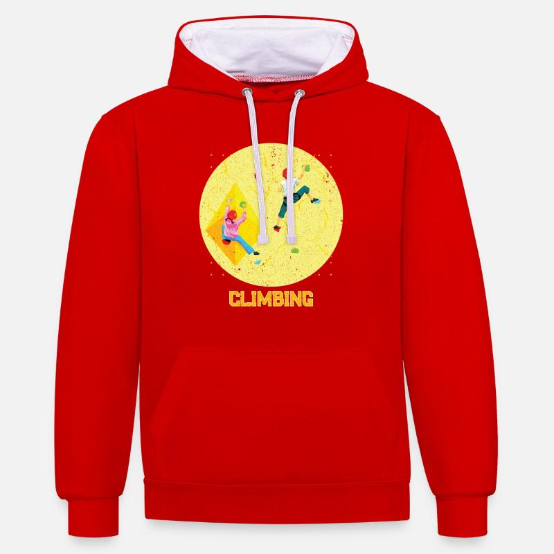 Enfants escalade sport - Sweat à capuche contrasté - rouge/blanc