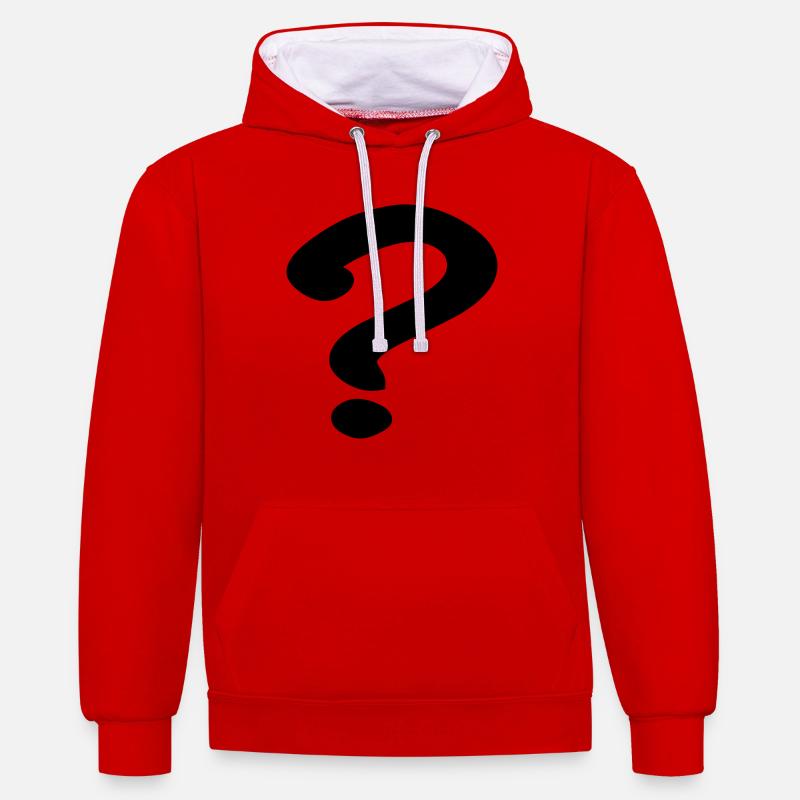 point d'interrogation - Sweat à capuche contrasté - rouge/blanc