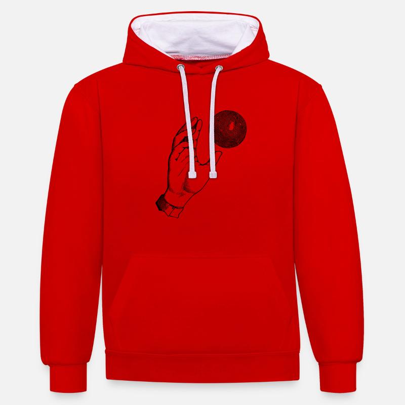 Main avec balle - Sweat à capuche contrasté - rouge/blanc