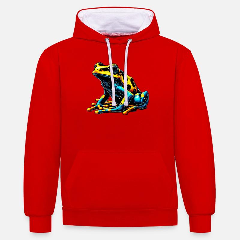 Grenouille - Sweat à capuche contrasté - rouge/blanc