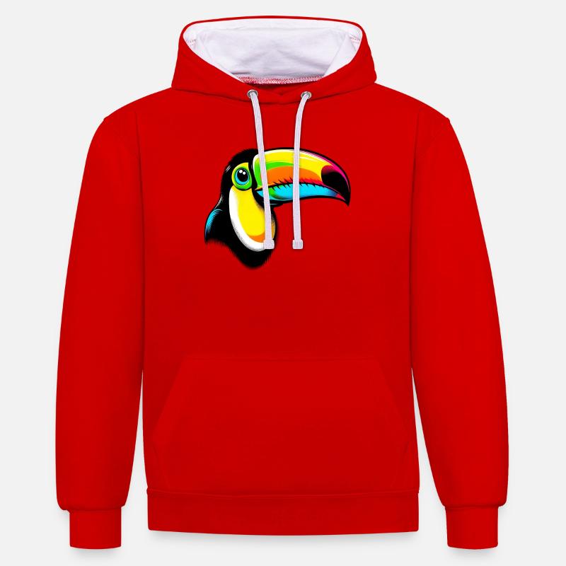 Toucan - Sweat à capuche contrasté - rouge/blanc