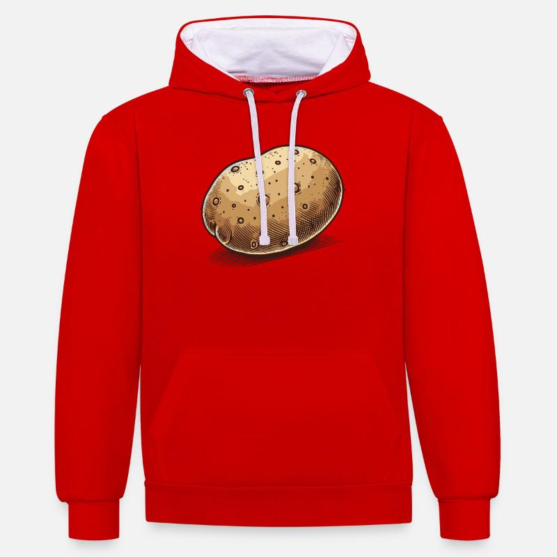 Pomme de terre - Sweat à capuche contrasté - rouge/blanc