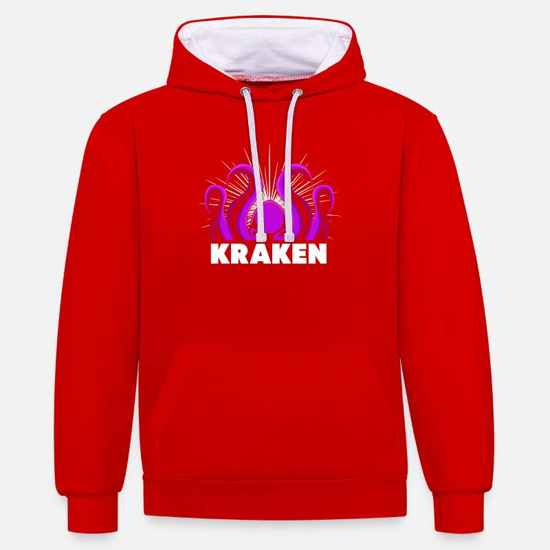 Octopus Octopus Octopus Octopus Octopus - Contrast hoodie - red/white