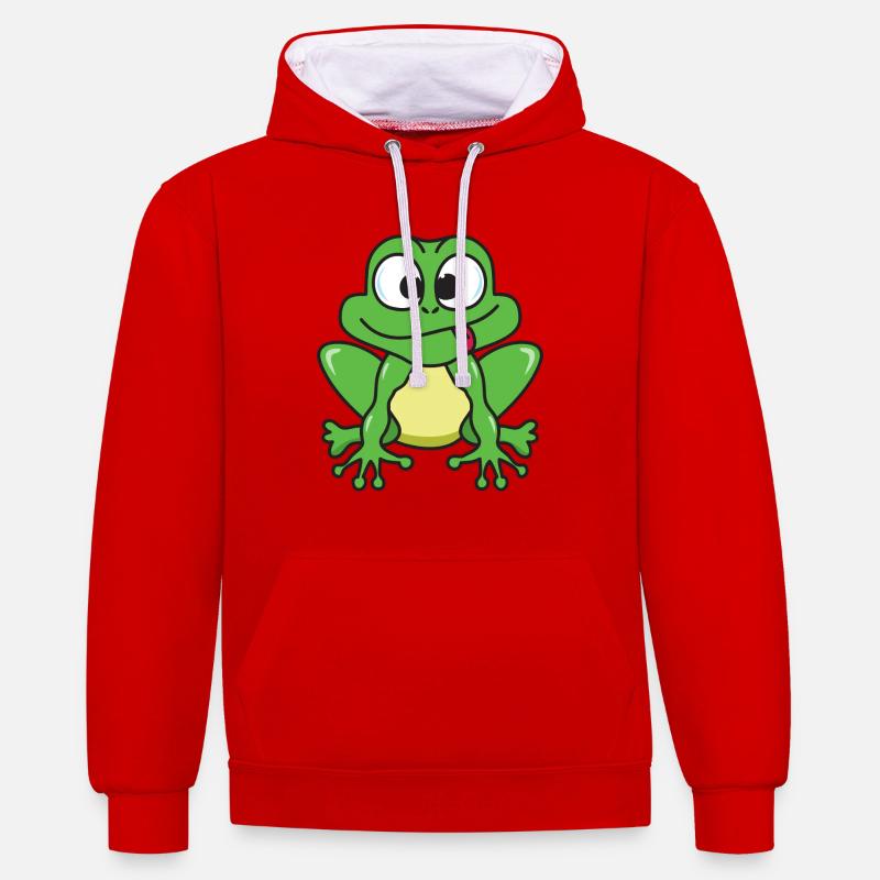 Crapaud drôle de grenouille - Sweat à capuche contrasté - rouge/blanc