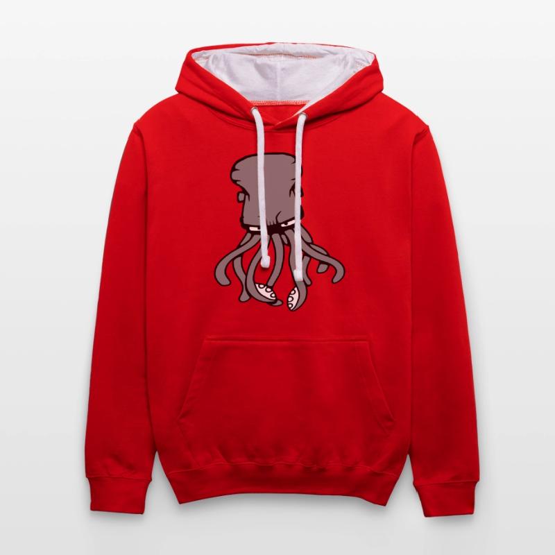Pieuvre, Pieuvre, Pieuvre, Céphalopode, Calmar géant Sweat à capuche contrasté