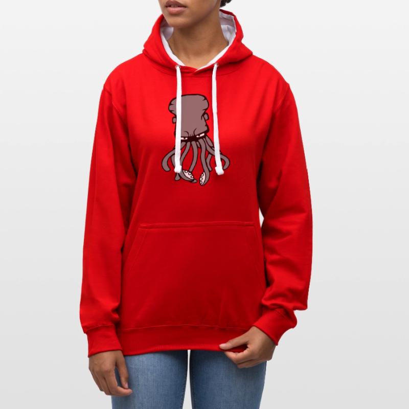 Pieuvre, Pieuvre, Pieuvre, Céphalopode, Calmar géant Sweat à capuche contrasté