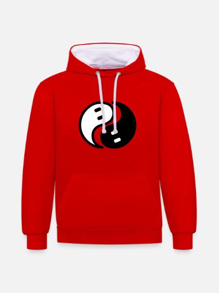Ghost Yin Yang - Contrast hoodie - red/white