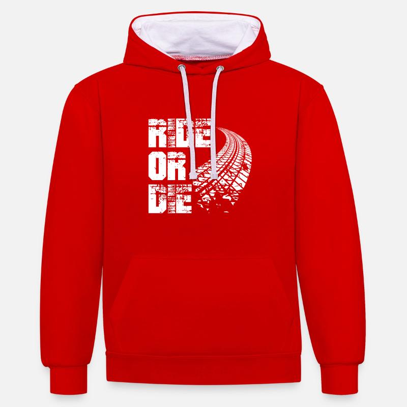 Ride or die CADEAU - Sweat à capuche contrasté - rouge/blanc